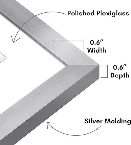 Vista 380 de Americanflat Portarretratos de 5 x 6 pulgadas con plexiglás pulido, juego de 5 portarretratos de 2 x 3 pulgadas con paspartú o para fotos de 5 x 6
