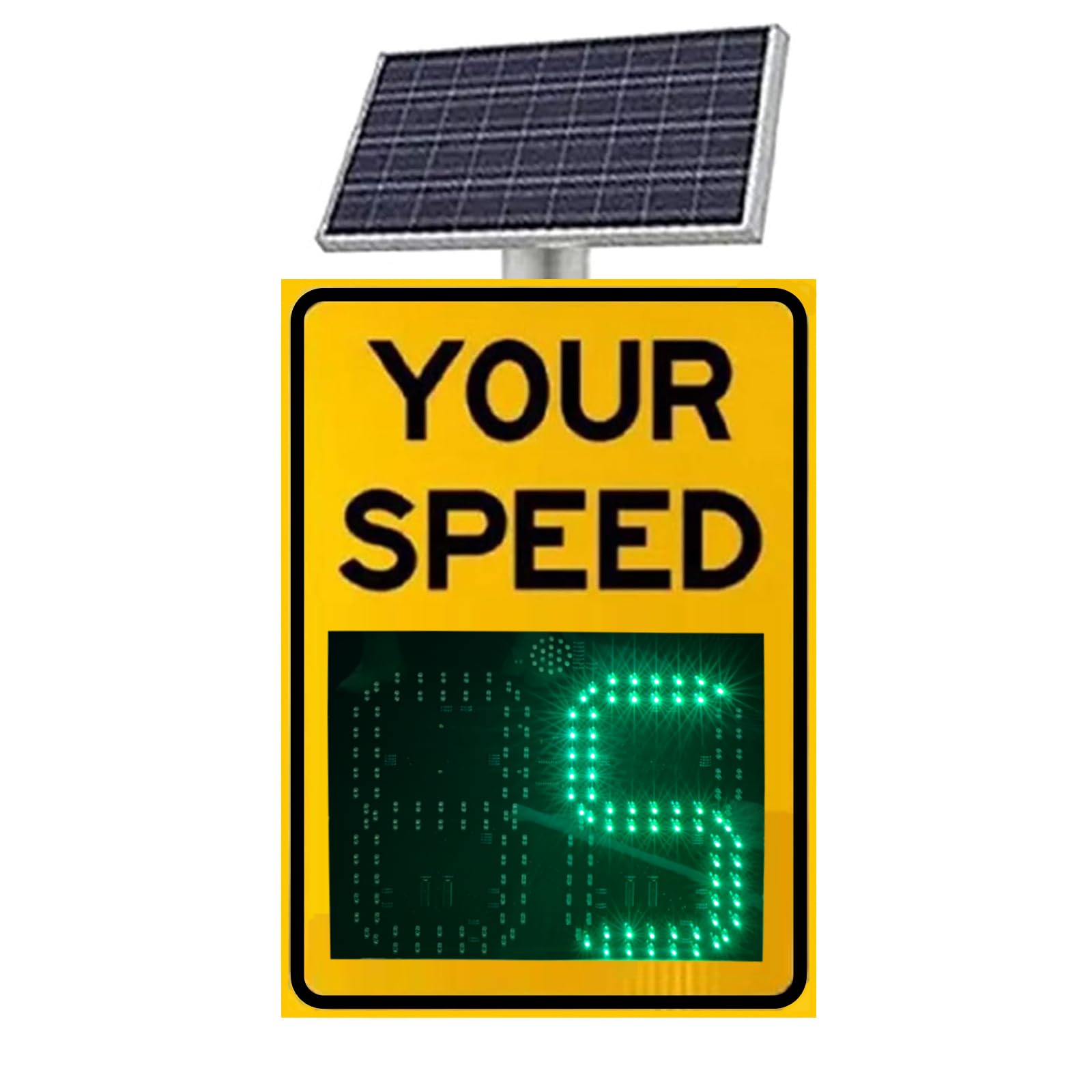 20"x28"Radar Feedback Sign,LED Radar Speed Limit Sign,Road Warning Your Speed LED Display, Adjustable Speed Limit (Yellow, 20"x28")
