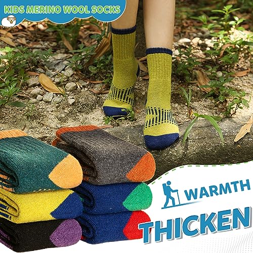 WEVIAS Kids Merino Wool Hiking Socks Boys Thermal Winter Cozy Boot Warm Cushion Socks 6 Pairs3