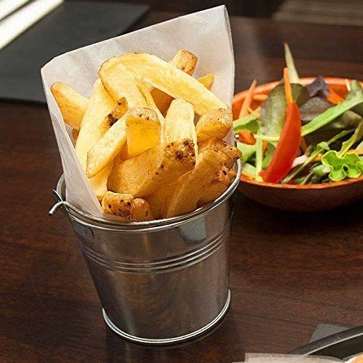 Hemobllo Mini Tinplate Metal Bucket for Ice and French Fries 10pcs 10.5x7.2x10.5cm Food-Grade Material Portable for Parties and Events