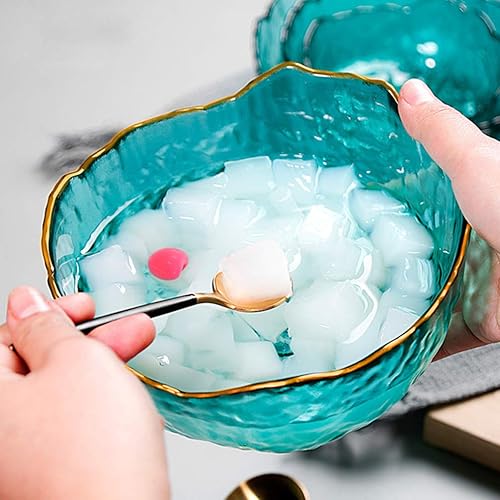 Miniatura 2 de PRETYZOOM Cuencos de vidrio para postre, cuencos para ensalada, cuencos para mezclar fideos, cuencos de forma irregular, cuencos para servir para