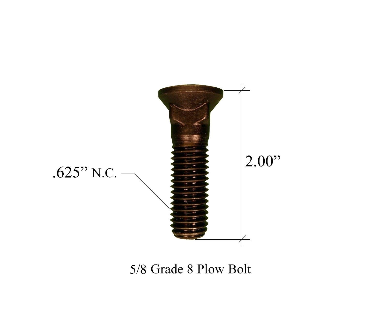 35 -Plow Bolt, Nut, washer Blades/Cutting Edge, 5/8-11x2 - Grade 8, Dome Head