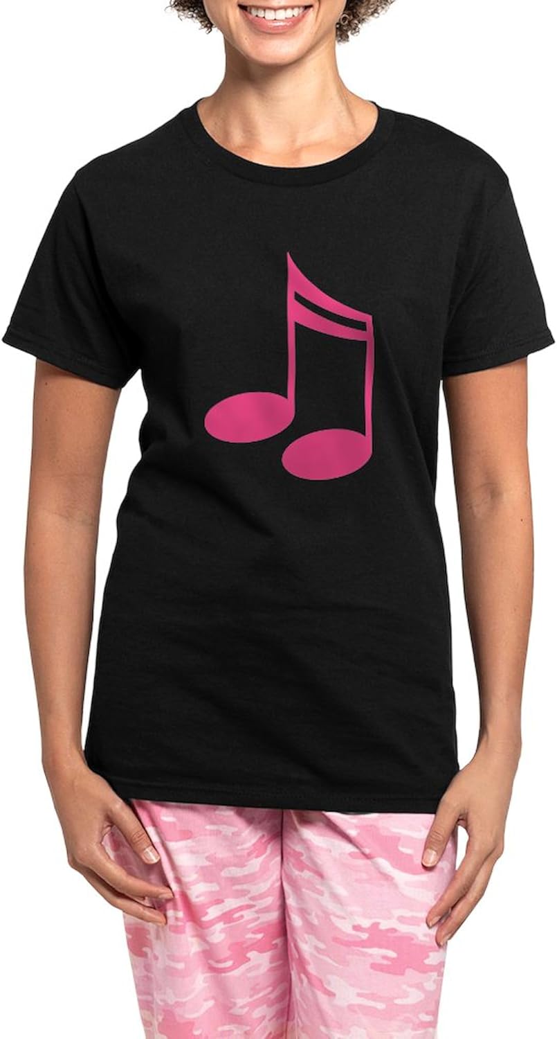 CafePress Cute Pink Music Notes Women's Plaid Pajamas Womens Novelty PJ Sleepwear