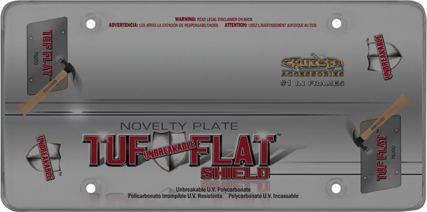Cruiser Accessories 76200 Tuf Flat Shield License Plate Frame, Smoke