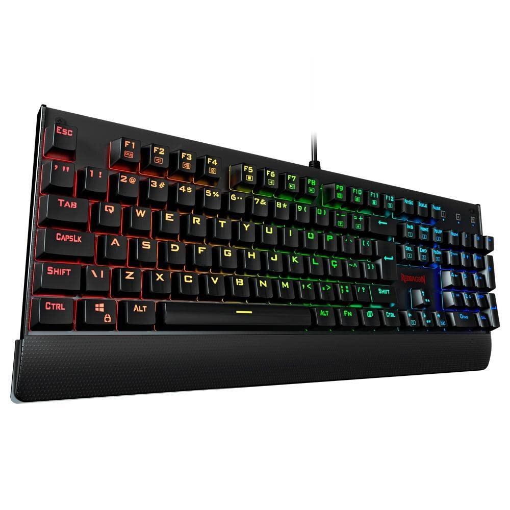 Teclado Mecânico Gamer Redragon Ashe RGB Preto Switch Vermelho