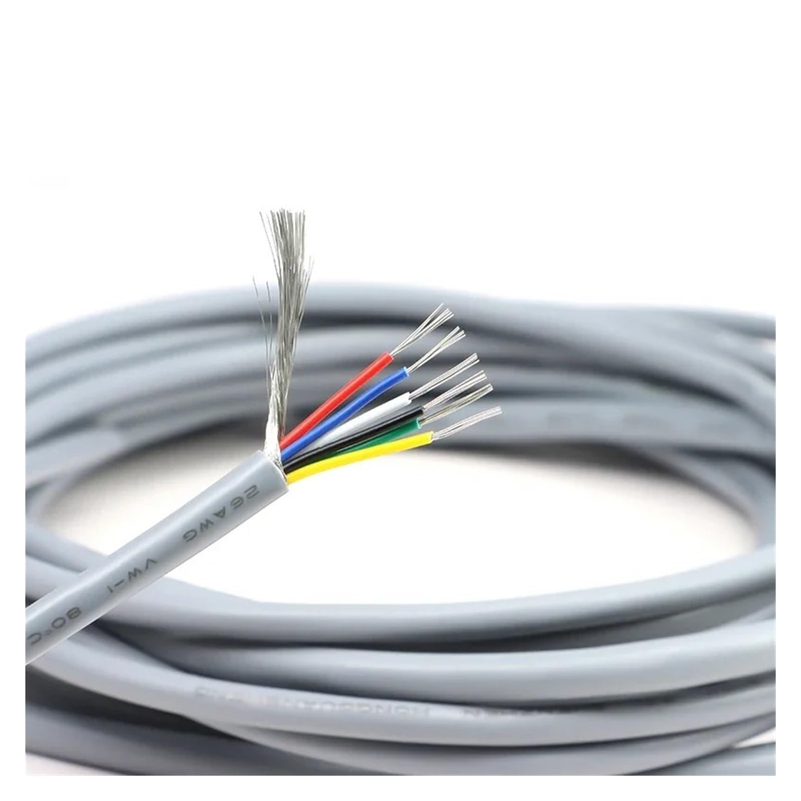 1-/2/5/10/20M Szary UL2547 Drut Ekranowany 22 20 AWG Kabel Sygnałowy 2 3 4 5 Rdzeni Kanałowa Linia Audio(3 Cores Grey,10m 22AWG)