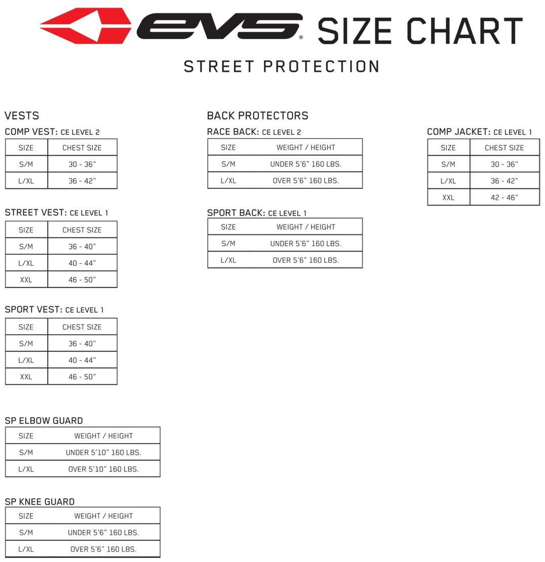 Evs Chest Protector Size Chart edu.svet.gob.gt