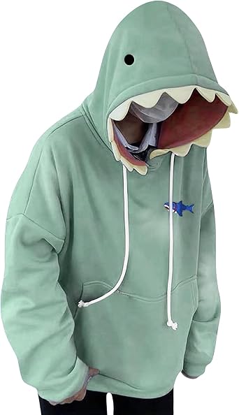 Mmoneyake Shark Hoodie Women Men Cute Cartoon Animal Pullover Sweatshirts Causal Long Sleeve Hooded Sweatshirts with Pockets