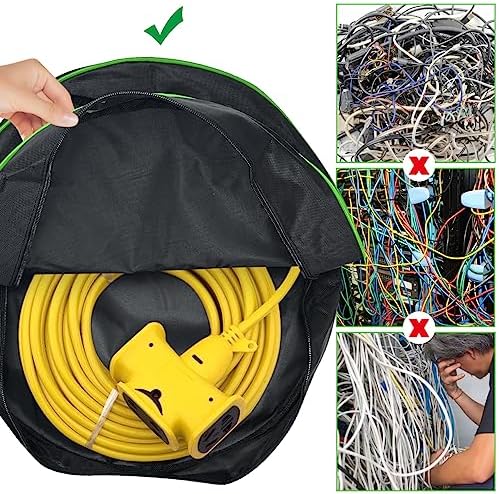 BomnKa Waterproof Heavy Duty Cable Storage Bag - Large Capacity, Double Handle - Ideal for Car, Caravan, and Campervan - Organize EV Charging Cable, Gardening Equipment, Hose Pipe and More