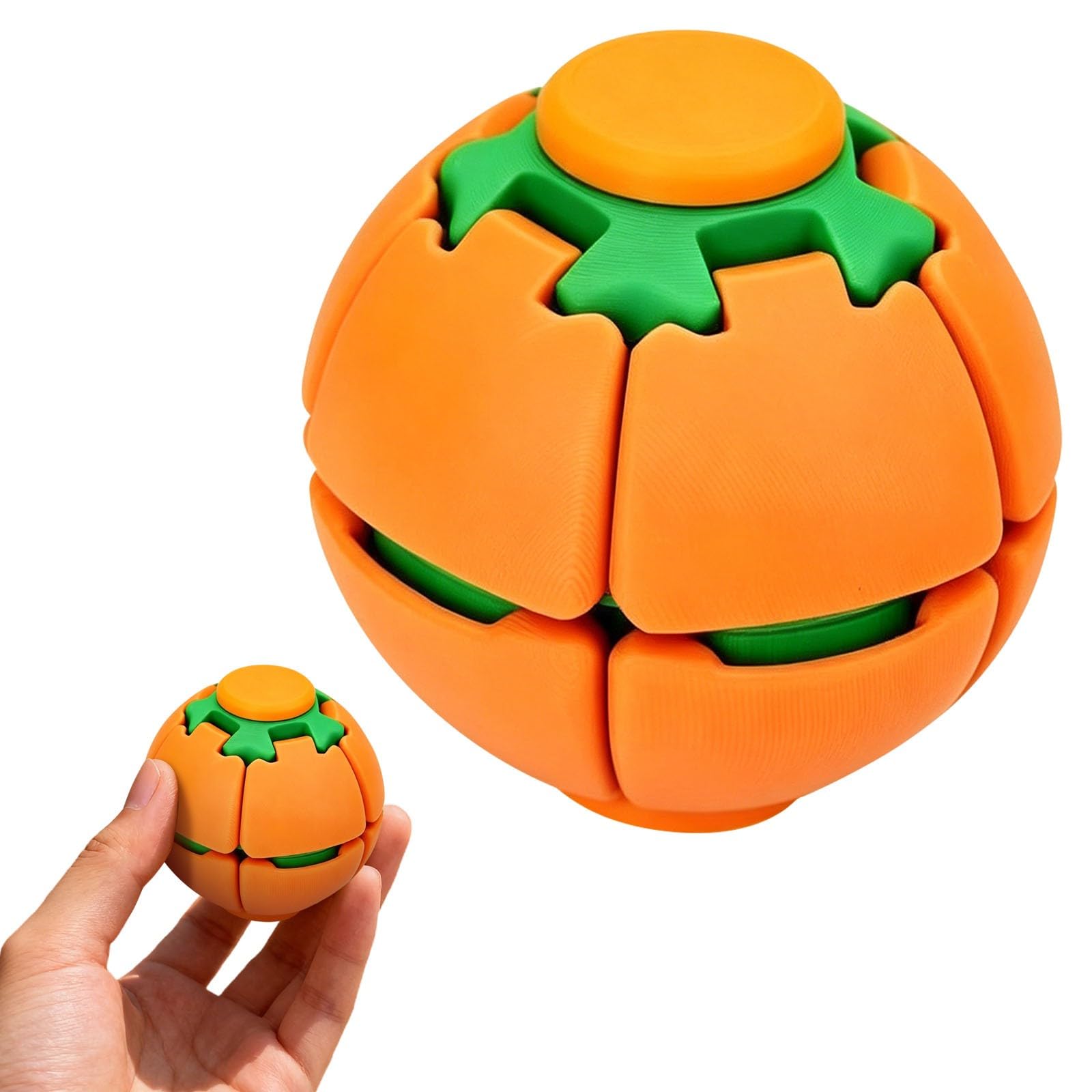Fidget Spinner, Fidget Toys - 2 In 1 Press & Auto Rotate Decompression Toy, Dual Form Freely Switchable, Pocket Portable Fidget Spinner For Anxiety Relief (Orange-Green)