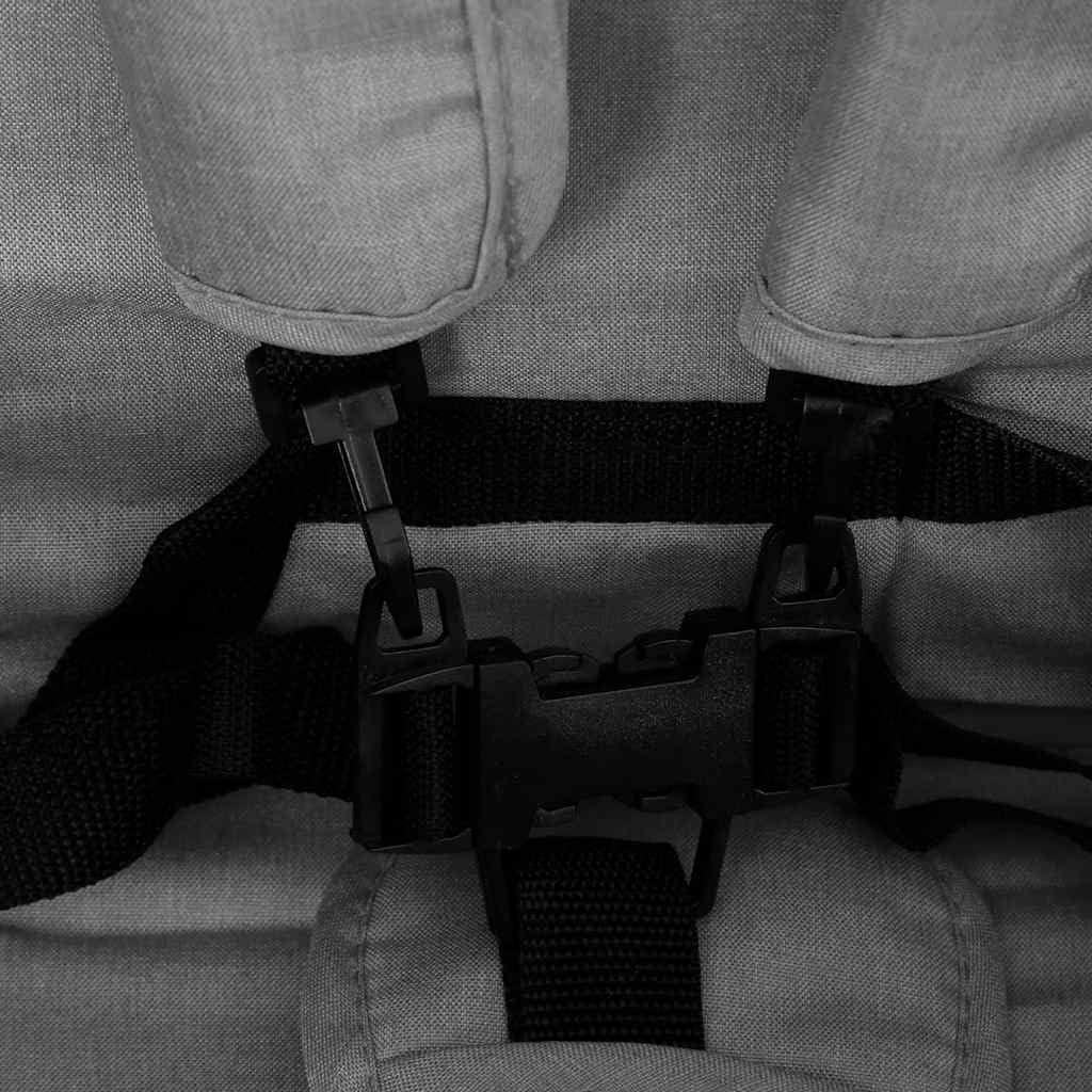 vidaXL Carrito para Gemelos Cochecito Sillita Gemelar Silla de Paseo Canasta Niños Reposapiés Ajustable Dosel Plegable Tándem Acero Gris Claro
