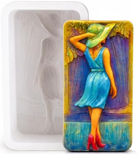 ARTCRAFTMOLDS Elegant Lady with Hat Silicone Soap Mold – Fashion Woman Design for Handmade Soap, Candles, Resin & Crafts