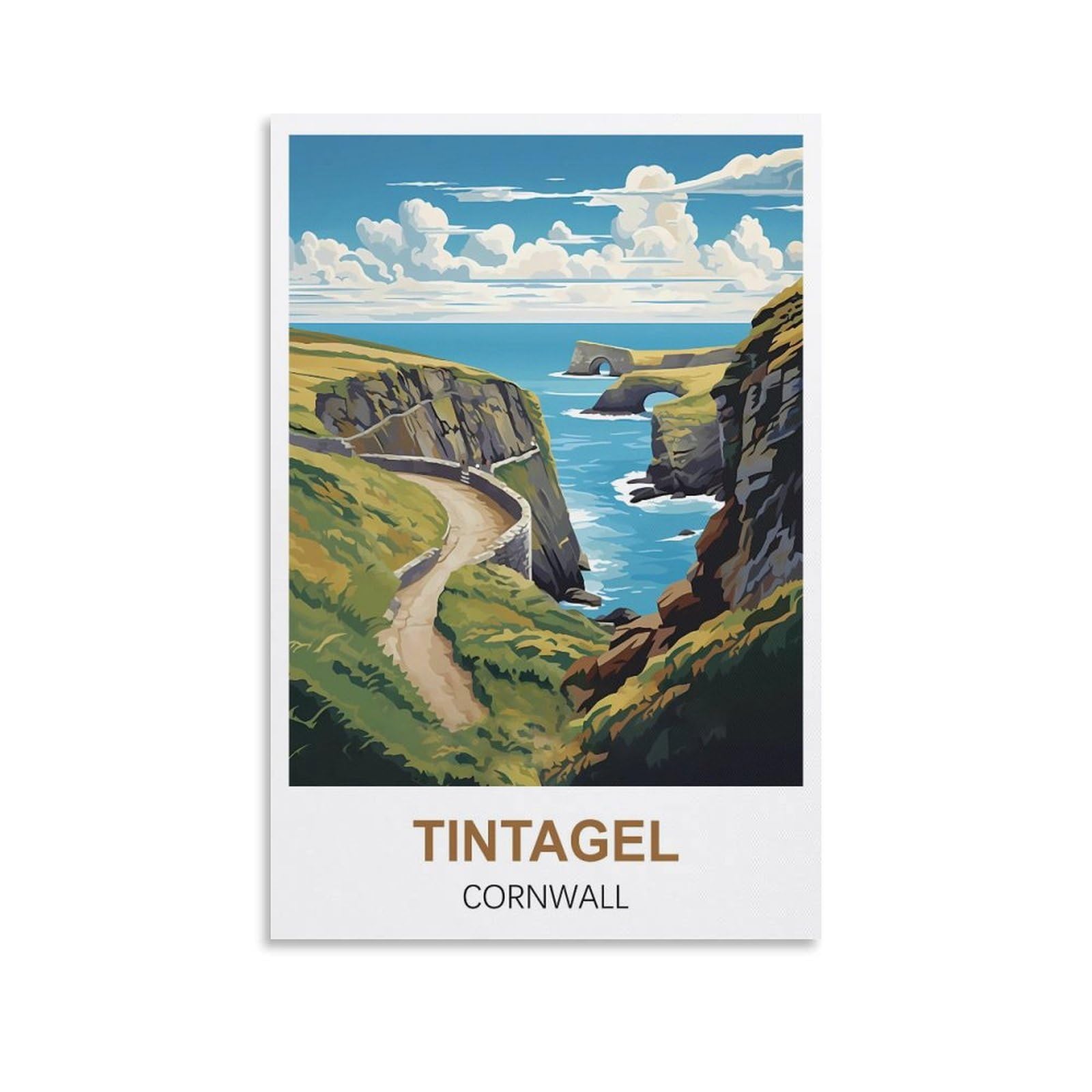 EZMLFA Paint by Numbers for Adults,Tintagel Cornwall Craft Art Painting DIY Kit Rolled Canvas Without Frame 40x50cm — image 1