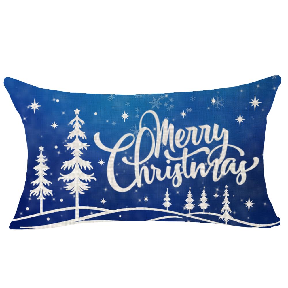 Zltegako Set di 4 federe decorative per cuscino con scritta Merry Christmas e Hello Winter grigio