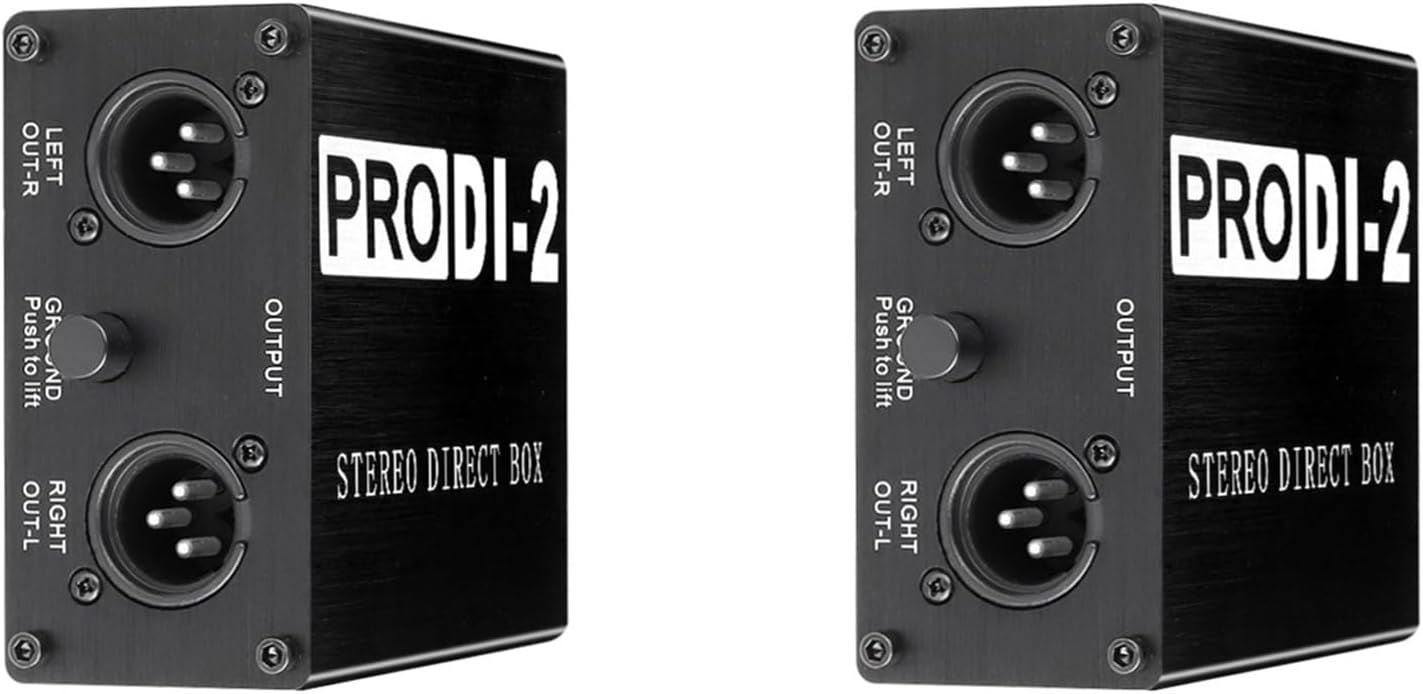 2X ProDI-2 Passive Stereo Direct Box Audio DI Box Direct Injection Box Low Noise Guitar DI 2 Channel