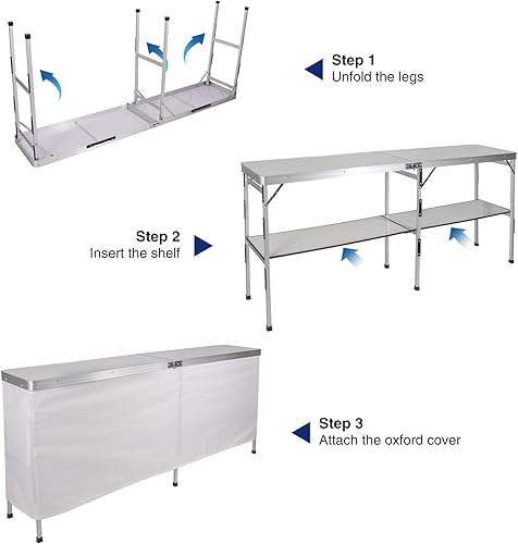 Miniatura 7 de REDCAMP Mesa de bar portátil extra larga con faldas de barra y estante de almacenamiento, mesa de bar plegable para fiesta, patio, 78 x 33.5 x 15
