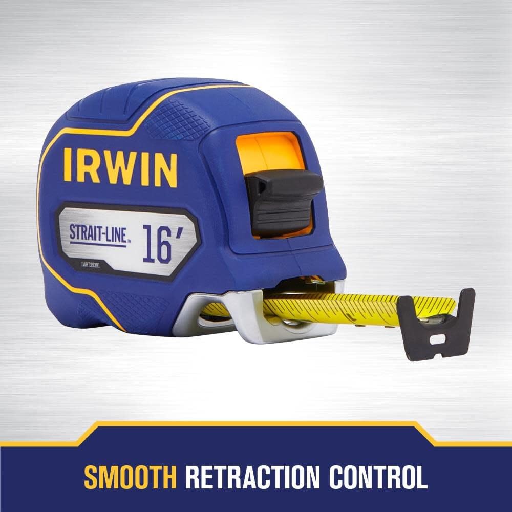 Irwin Tools, IRWIN Strait-Line, IWHT39391S, Cinta métrica, incluye control de retracción, para todas las necesidades de medición, 5 m