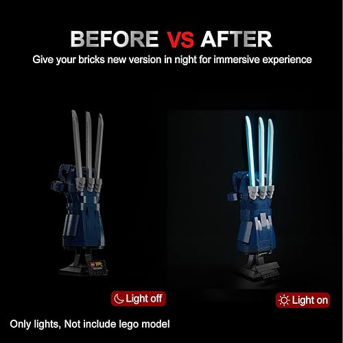 Miniatura 4 de Kit de luz LED para garras de Adamantium de Wolverine, compatible con el juego de construcción de guantes con garras de Lego Wolverine (solo luces)