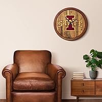 Vista 149 de The Fan-Brand NCAA Oklahoma Sooners: Faux Barrel Top Wall Clock Sports Team Bar Sign Décor - Home Man Cave, Party Decoration - Made On Demand