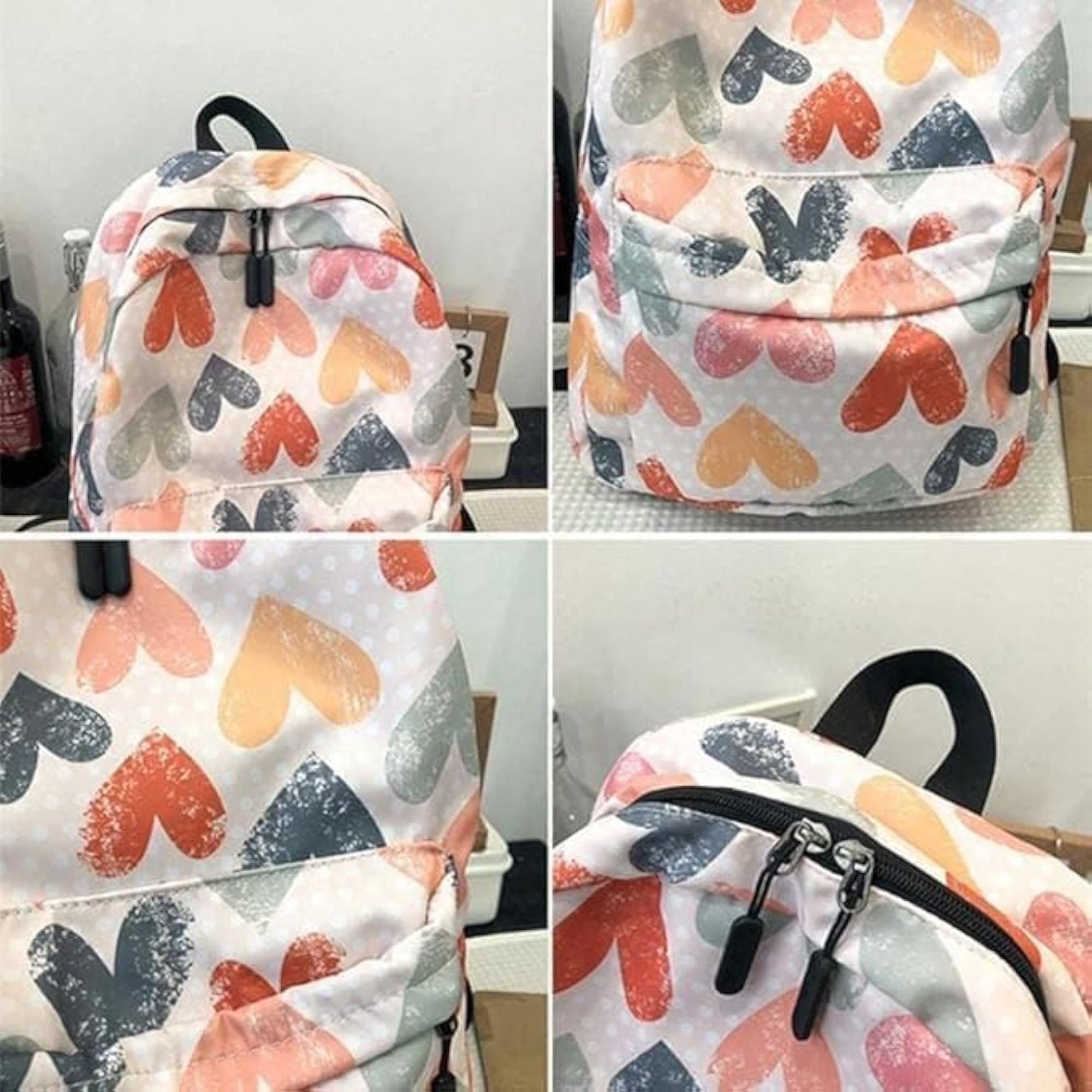 Casual Standard Backpack for Women, Multi-Hearts Design