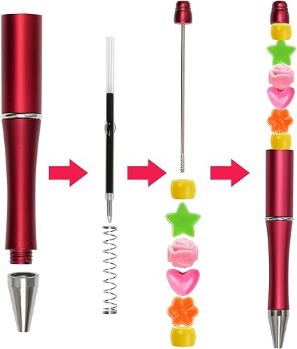 Miniatura 8 de jiebor 50 bolígrafos de cuentas de plástico, bolígrafos de tinta negra, bolígrafos de bricolaje, bonitos bolígrafos geniales para diario, niños,