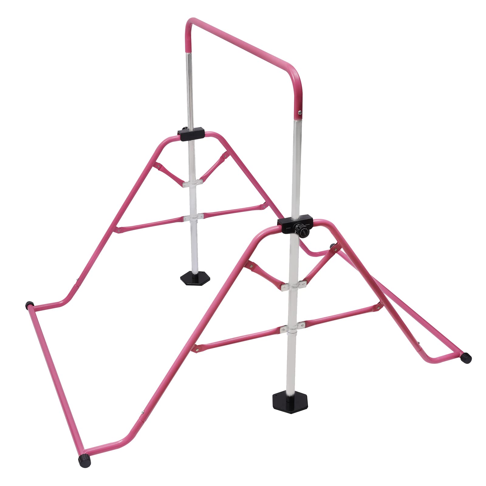 Barre fixe réglable en hauteur pour enfants de 115 à 155 cm, appareil de gymnastique pliable en acier pour l'intérieur et l'extérieur, avec capacité de charge de 80 kg et pieds en caoutchouc