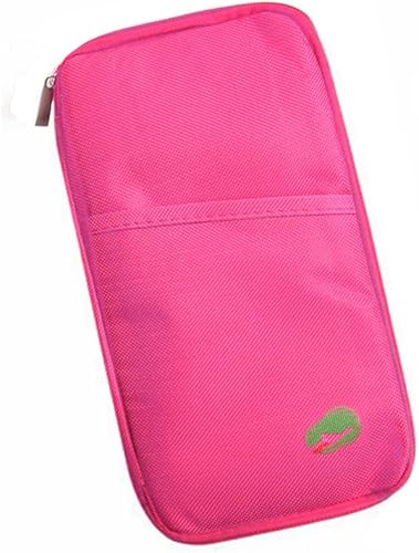 vanki - Organizador multifuncional para pasaporte, tarjeta de crédito, identificación, documentos, bolsa de viaje, bolsa de viaje (rojo rosa)