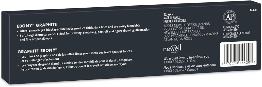 Prismacolor Ebony Graphite Drawing Pencils, Black, Adult Coloring, Box Of 12