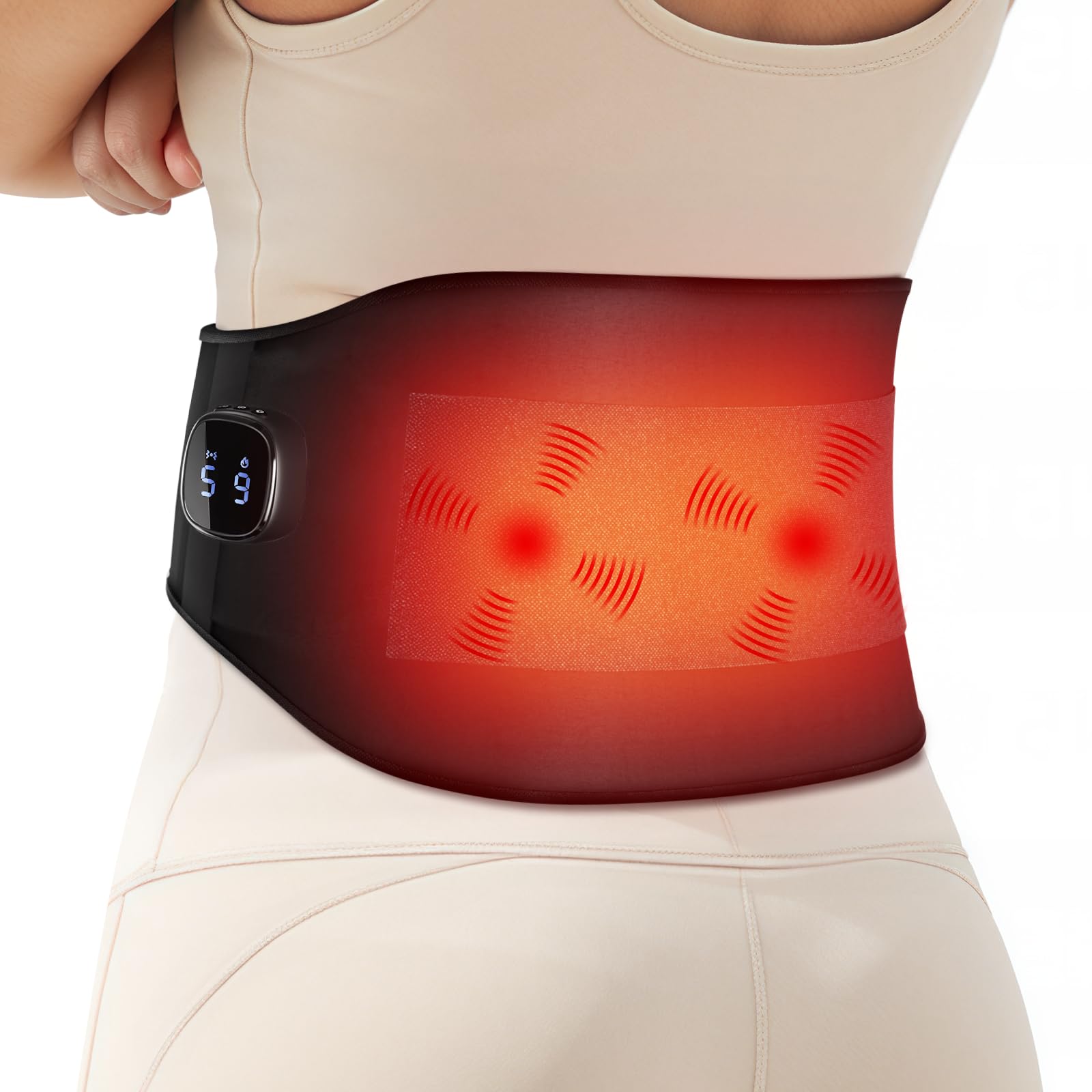 Cordless Portable Heating Pad for Back Pain Relief, 9 Heat 5 Vibration,Period Pain Relief Heating Pad APP Control, Lower Back Massager with Heat Wireless, Ideal Presents for Women