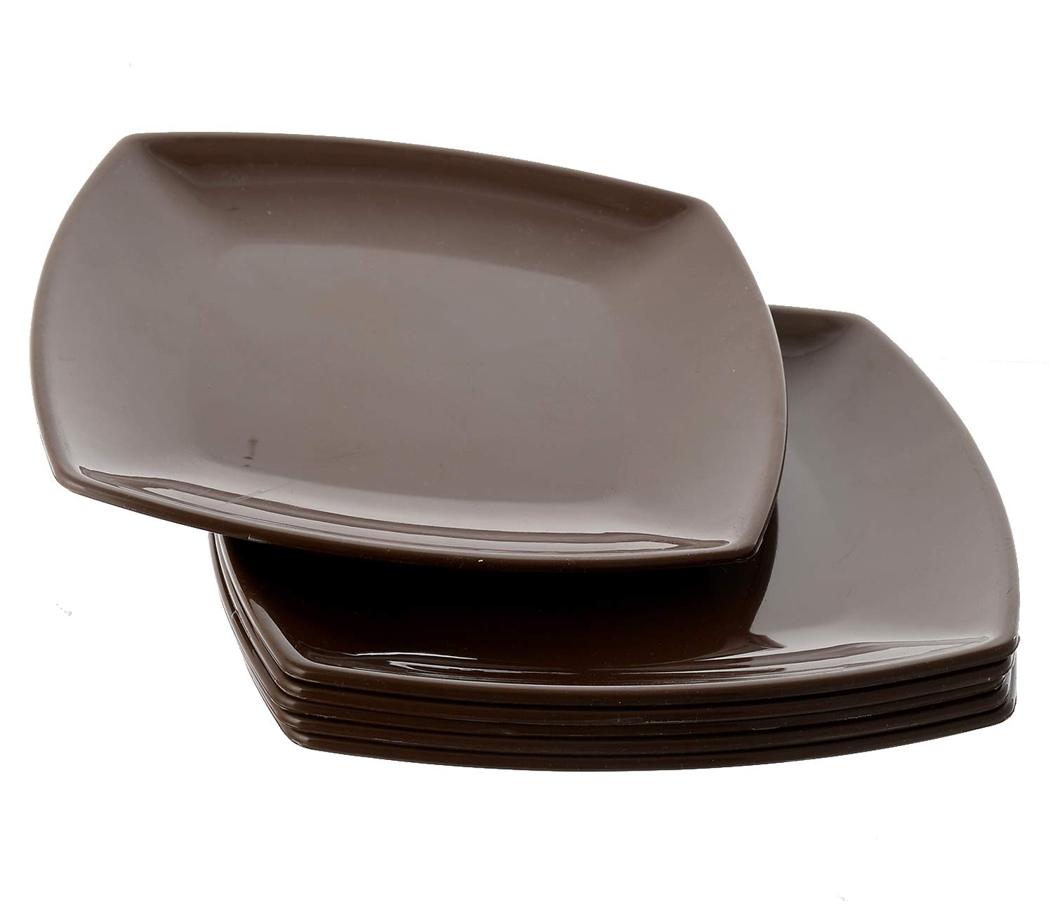 Kuber Industries Small Square 6 Pieces Unbreakable Virgin Plastic Microwave Safe Dinner/Serving Plates (Brown) - CTLTC44453 (B089B8FCK5) Amazon Price History, Amazon Price Tracker