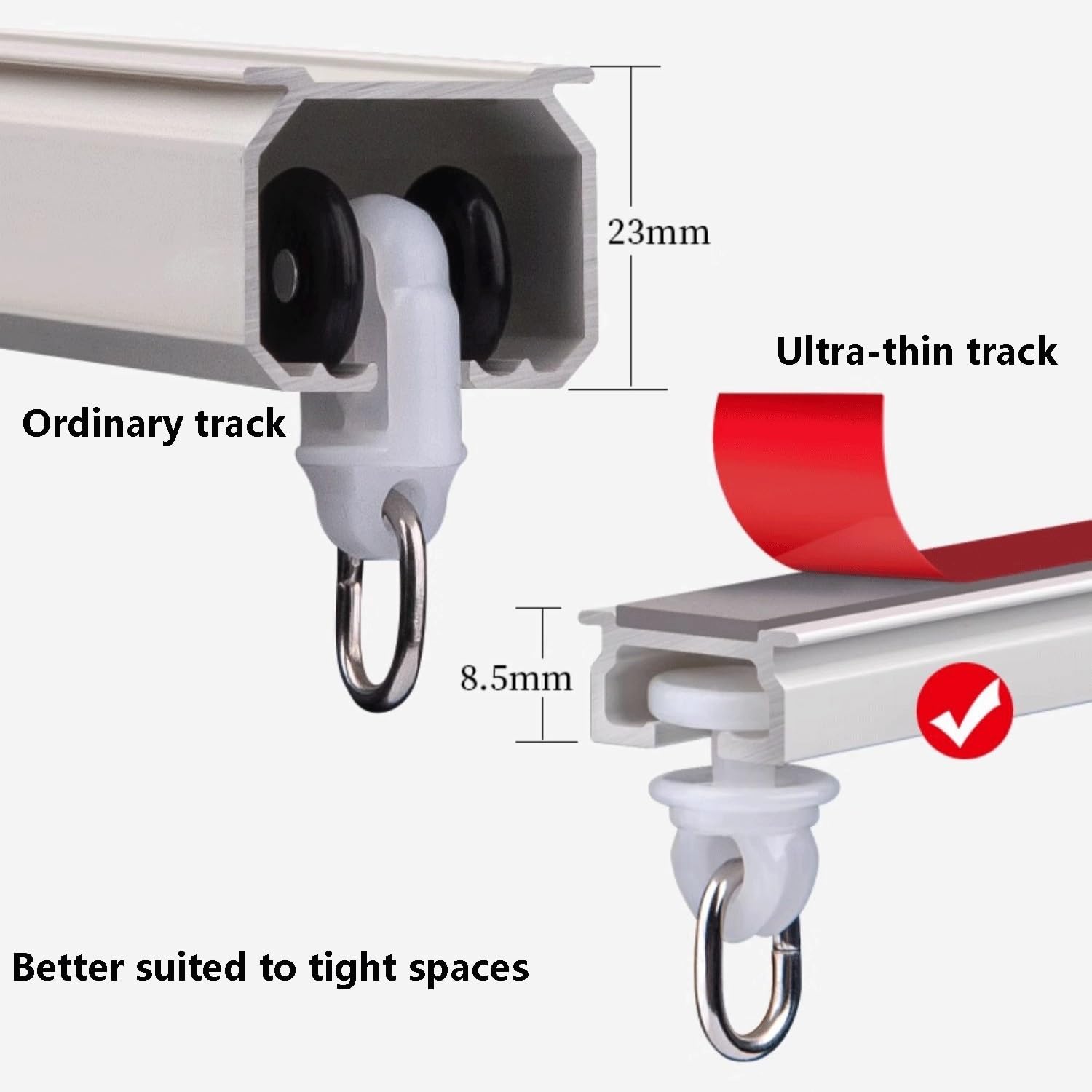 Binario per Tende A Soffitto In Alluminio Facile da Installare, 1.3m (4.3ft) per Finestre, Doccia, Camper, Balcone, Ufficio
