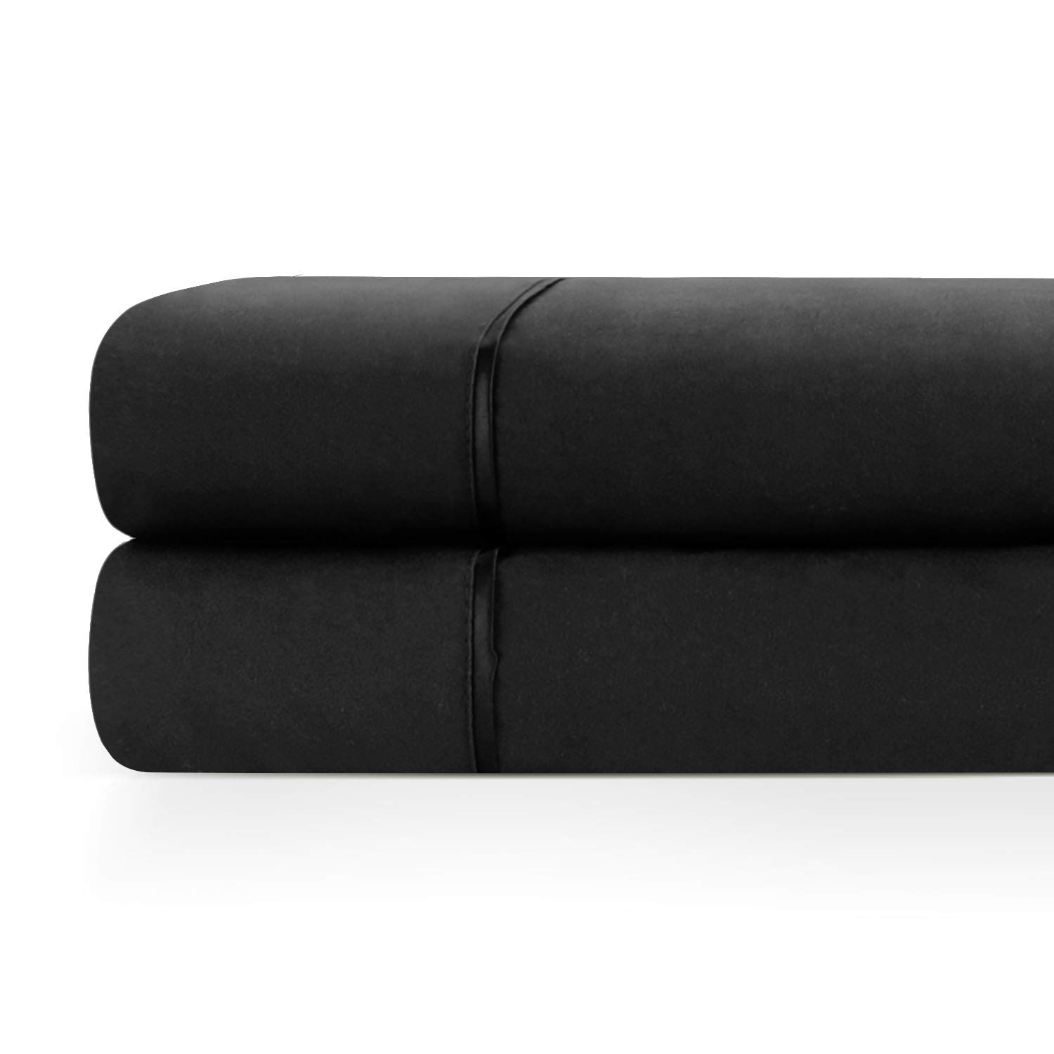 Zen Home Luxury Flat Sheet (2-Pack) - 1500 Series Luxury Brushed Microfiber w/ Bamboo Blend Treatment - Eco-friendly, Hypoallergenic and Wrinkle Resistant - King - Black