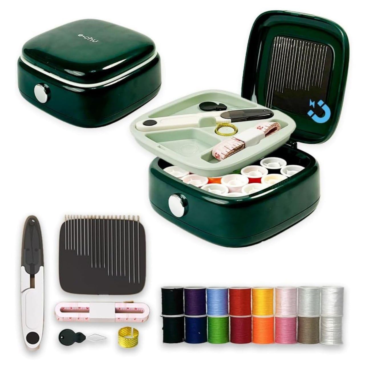 SPARKAN Magnetic Travel Sewing Kit Portable | Mini Sewing Kit Box with Needles, Threads, Scissors & Measuring Tape | Compact Emergency Stitch Kit for Home, Travel, Hotel & Beginners-image-5