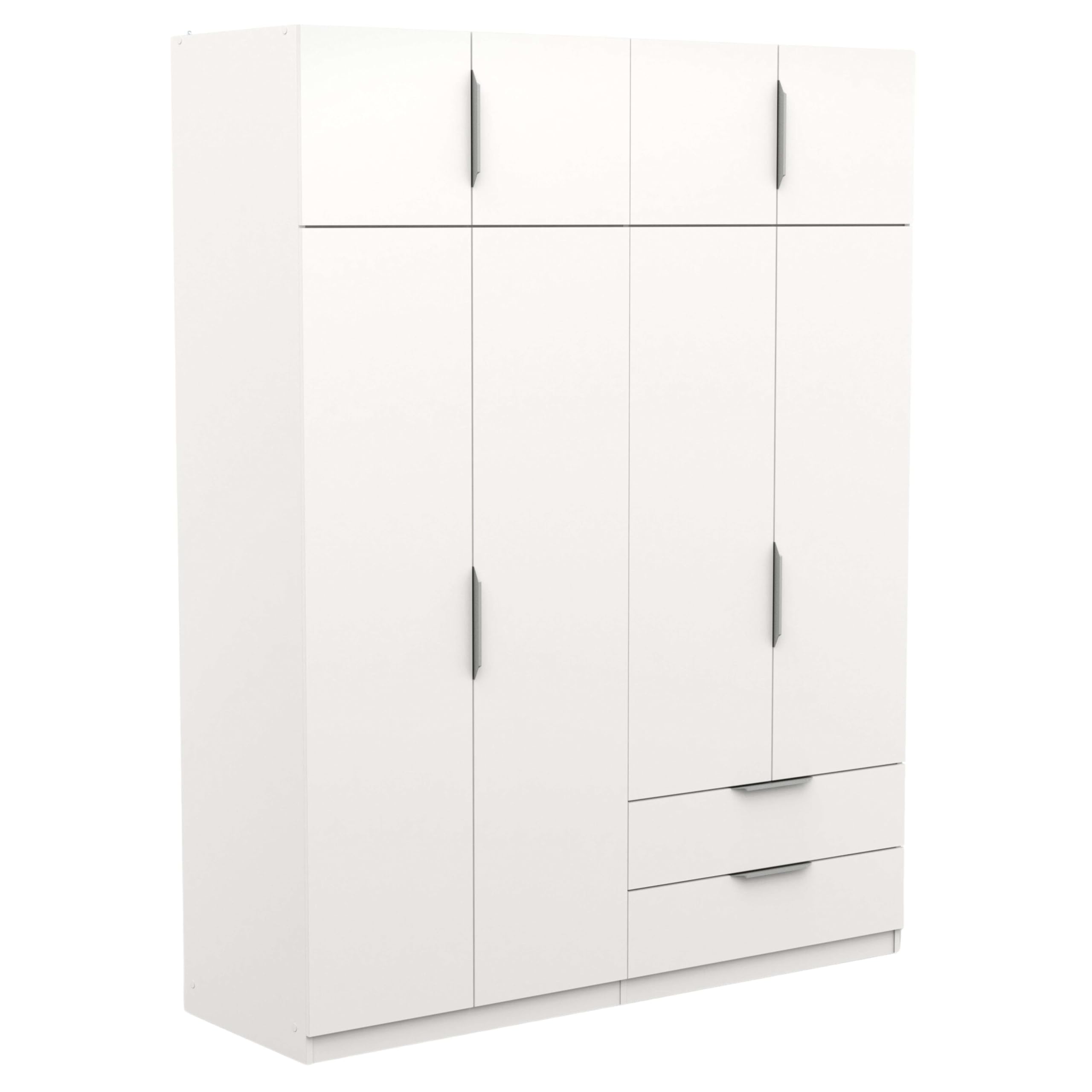 Miroytengo Armario Ghost Grande, Vestidor con Diferentes Compartimentos, 8 Puertas y 2 Cajones, Blanco Mate o Roble Kronberg o en Blanco y Roble 203x158x51 cm