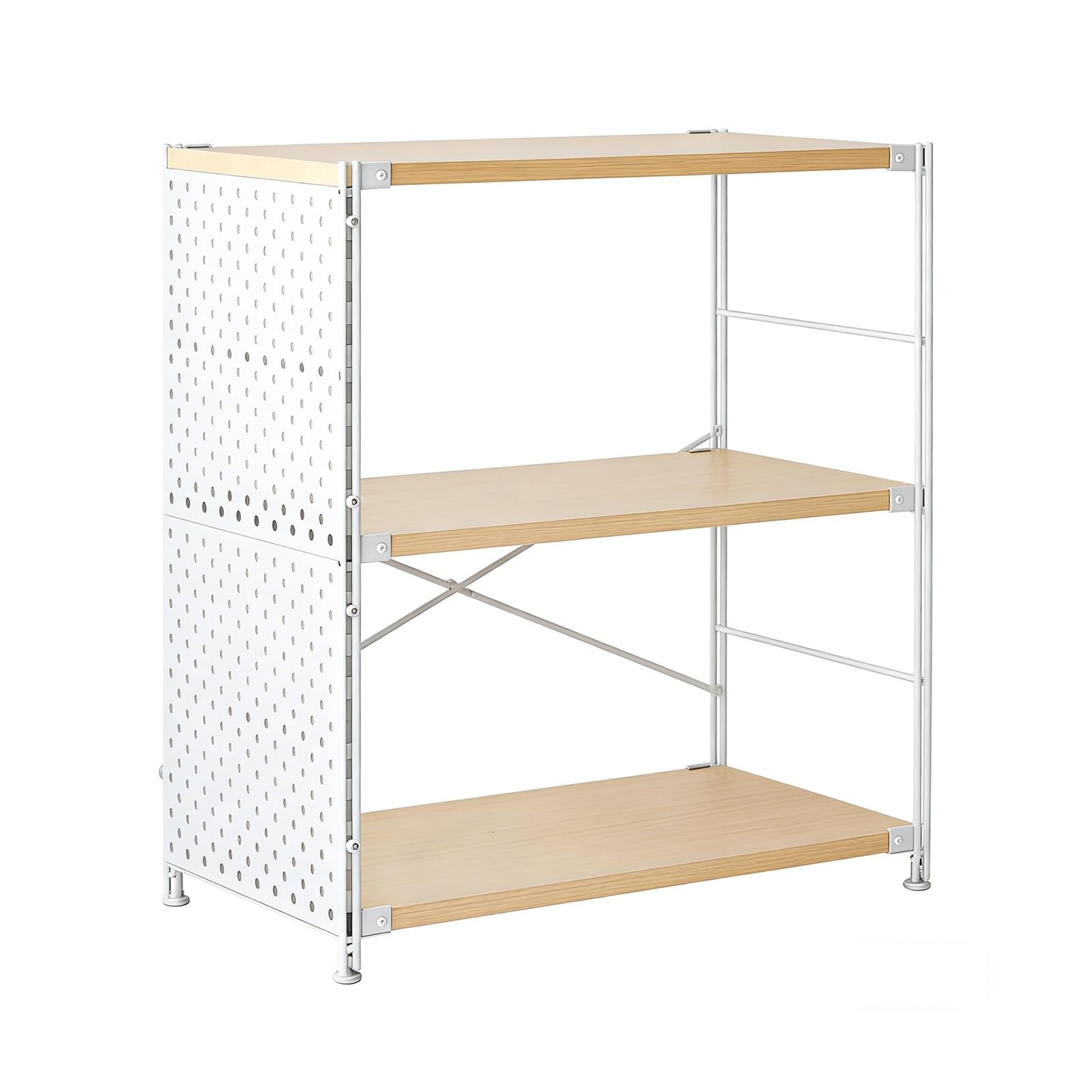 Scaffale Cucina Salvaspazio Scaffale Metallo Pannelli Laterali Forati Capacità di Carico 35 Kg Adatto a Cucine, Camere da Letto Scaffalatura Metallo Bianco(59 * 40 * 90cm)