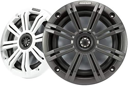 Miniatura 3 de Kicker KMC2 - Receptor USB Bluetooth estilo marino resistente a la intemperie con altavoces coaxiales de barco de 6.5 pulgadas, 2 vías, 195 W, con