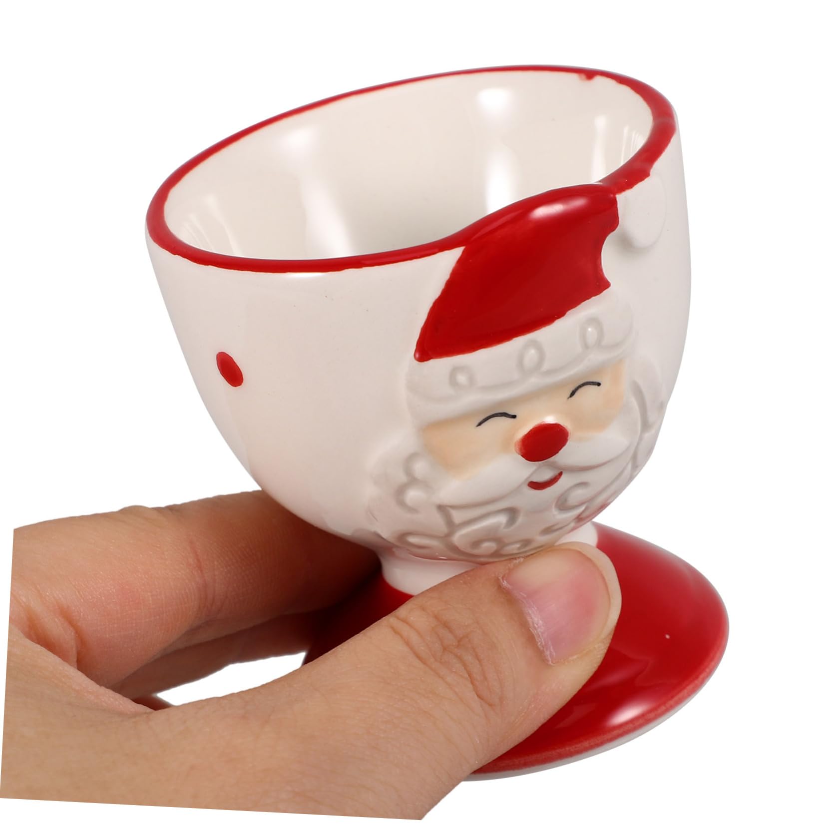 PRETYZOOM Christmas Egg Cup Holder Ceramic Boiled Egg Stand with Cartoon Design for Breakfast Decor and Holiday Celebrations and Impact Resistant