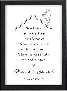 Beecreative Personalised New Home New Adventures New Memories Gift - New House Gifts For Couples - A5, A4 Prints