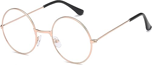 Gafas redondas clásicas Retro Circular Lentes transparentes Marco de metal Accesorios sin receta Hombres Mujeres