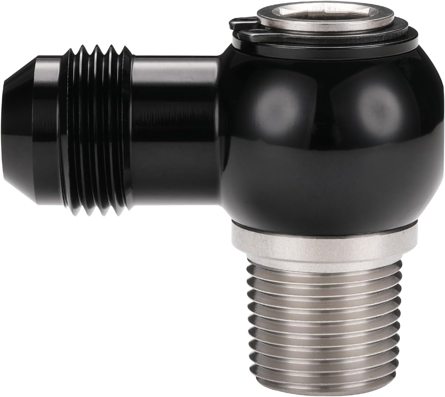8AN Male Flare Banjo to 3/8 NPT Stainless Steel Banjo Bolt Assembly Fitting Adapter Black