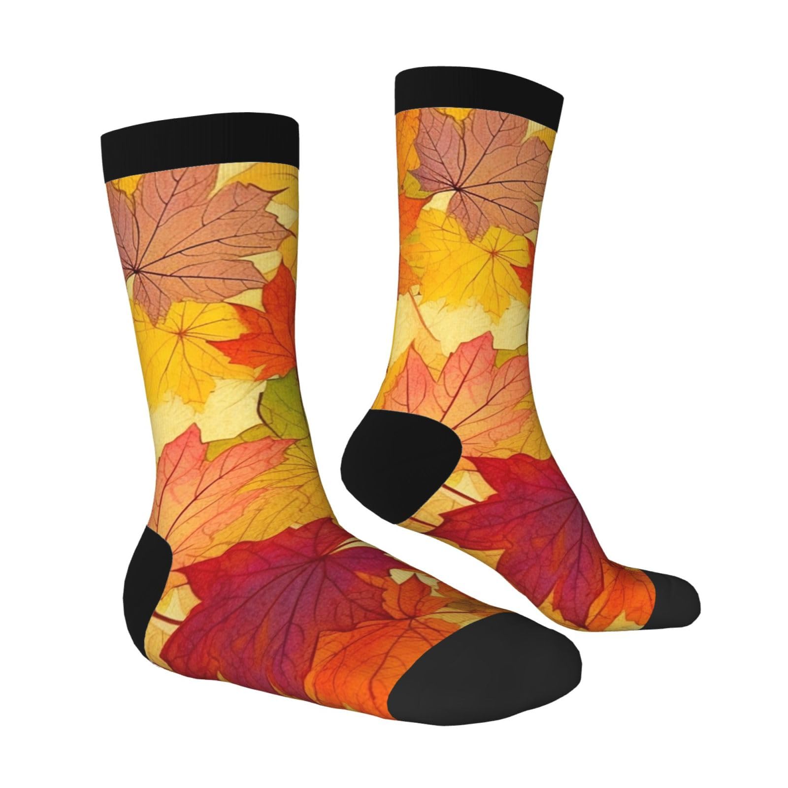 LZQPOEAS Autumn Leaves of Maple Athletic Socks Unisex Cushioned Crew Socks Hiking Running Calf Sock Soft Above Ankle Sock