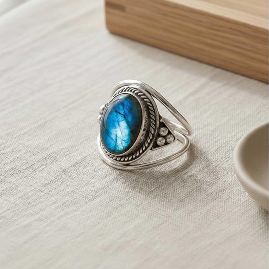 Handmade 925 Sterling Silver Overlay Ring Natural Gemstone Moonstone, Crystal, Carnelian, Rose Quartz Oval Boho Jewelry For Women
