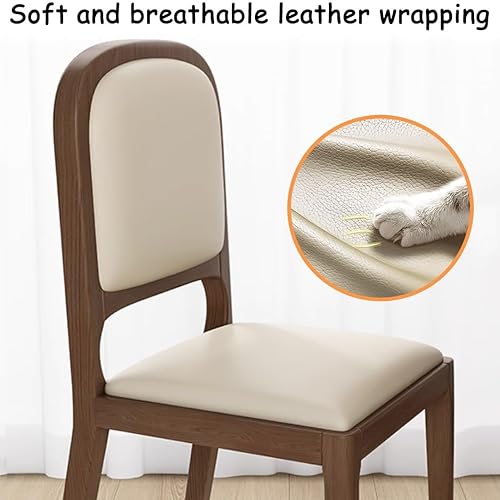 Miniatura 5 de YVYKFZD Sillas de comedor de madera maciza, juego de sillas de cocina sin brazos, silla de comedor tapizada de cuero, silla de sala de estar Caqui