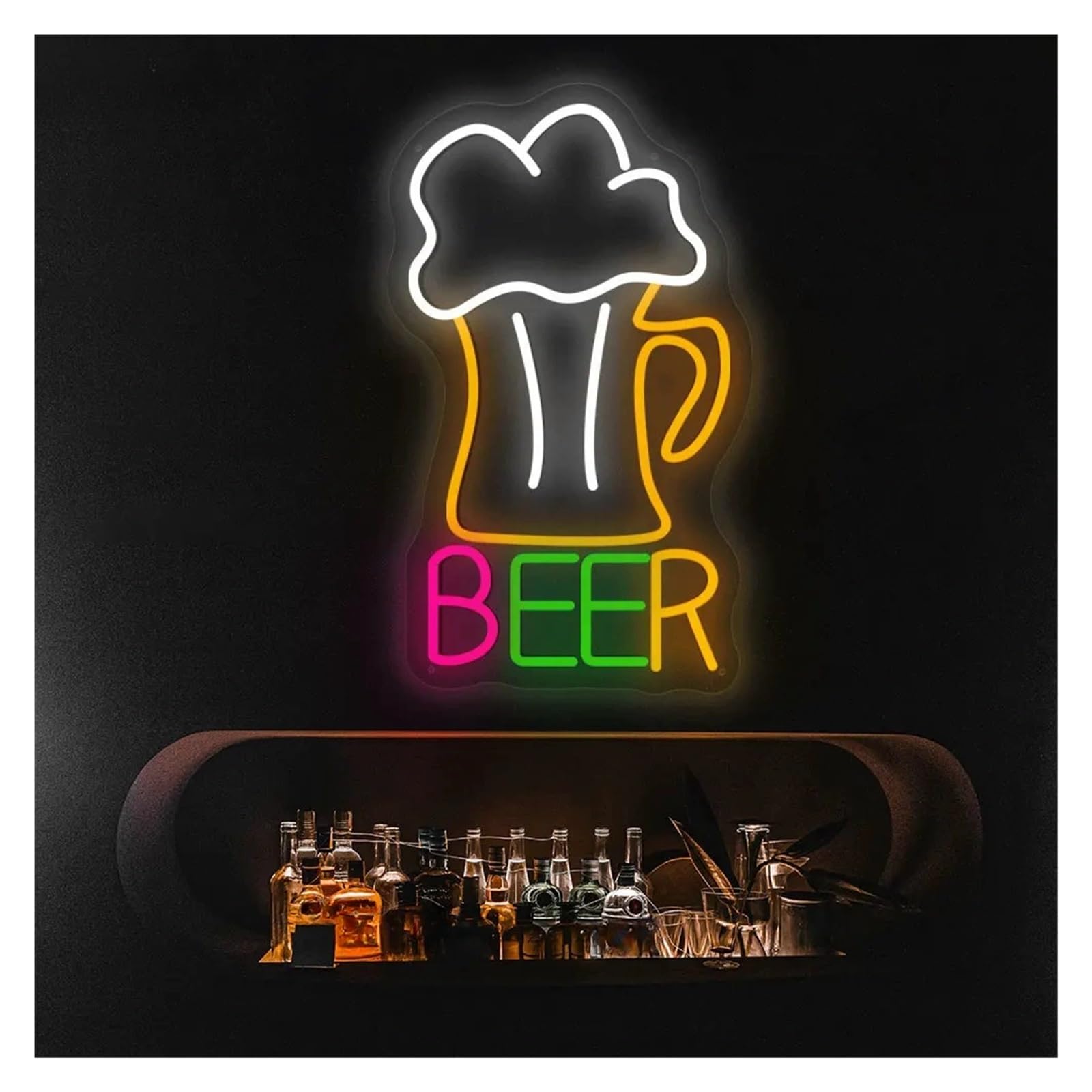 LEMST Signs Lamp Beer Cup Neon Signs USB Powered Beer Neon Lights, Suitable for Window Decor Commercial Signs 20cmx30cm