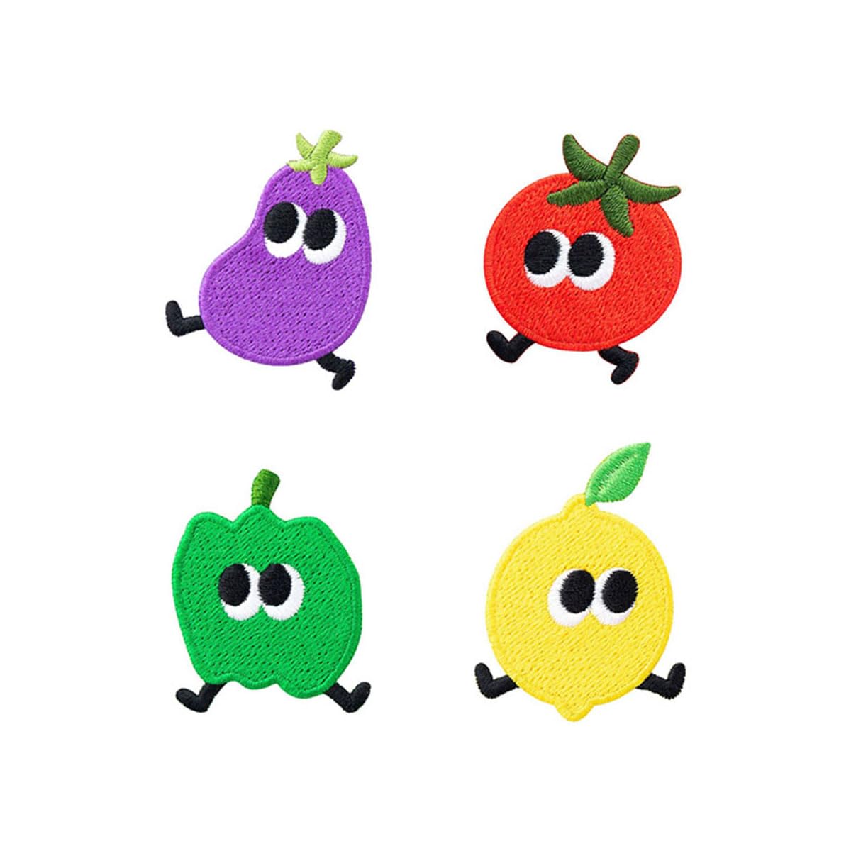 Iron-on Patches, Girls, Alphabet, Animal, Applique, Fashionable, Embroidered, For Entering Kindergarten (Fruit Expression, Set of 4) : Hobbies