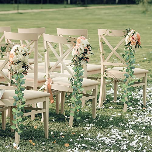 Cqure 12 Pack Eucalyptus Garland,Artificial Eucalyptus Leaves Table Greenery Garland Wreath Vines For Wedding Party Table Fireplace Bedroom Wall Room Decor #TOP4