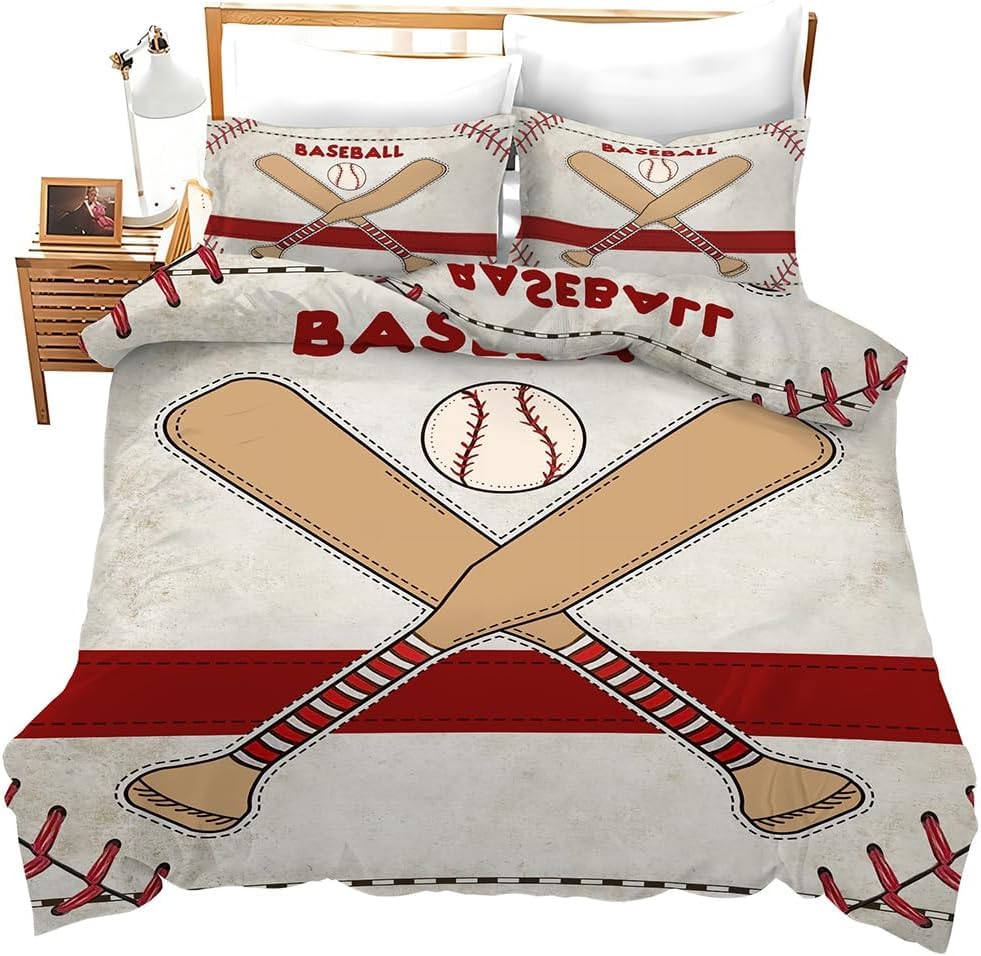 Housse de couette baseball 220x240 pour une chambre d'adulte moderne et passionnée de sport