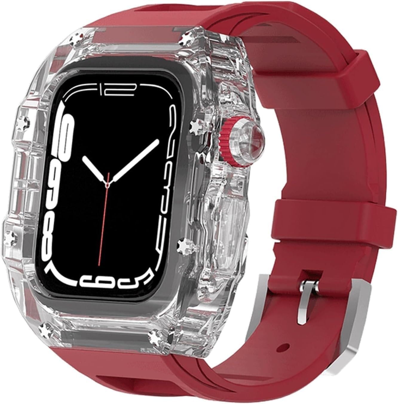 Transparent Watch Case Rubber Band Mod Kit，For Apple Watch Ultra 49mm 45mm 44mm，Men Rm Clear Watch Case Sport Strap，For Iwatch Series 8/7/6/5/4/SE Replacement