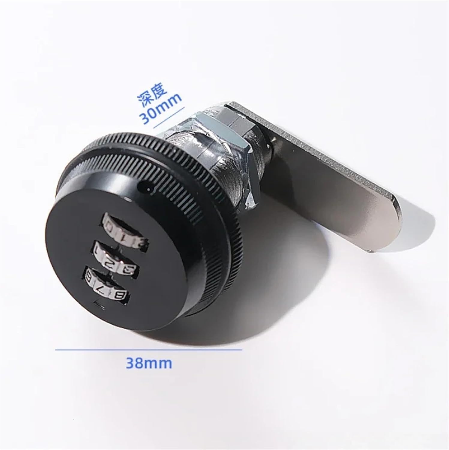 3 Digit Security Password Keyless Drawer Cam Lock Combination Coded Door Cabinet Home Hardware Zinc Alloy Mail Box(Black-30mm-Alloy)
