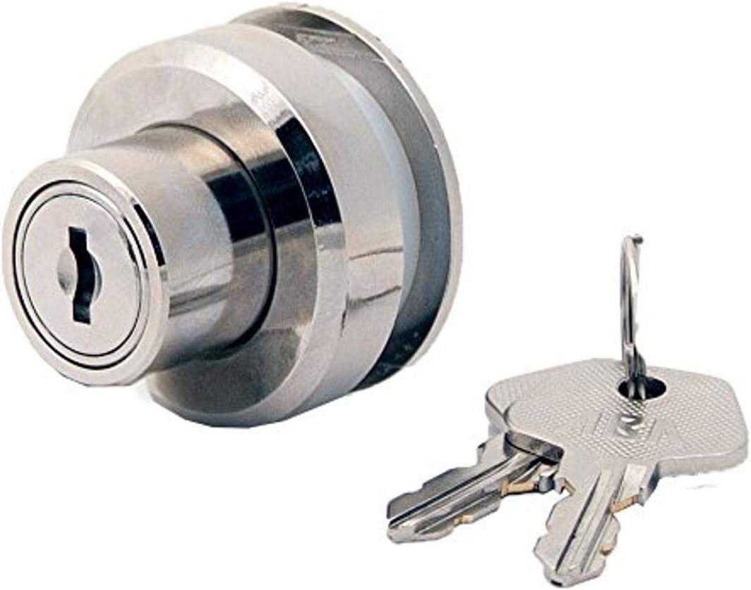 FJM Security Products FJM-3780-KA MEI-3780-KA FJM Security 3780-KA Plunger Lock with Glass Door Spacer, Chrome Finish